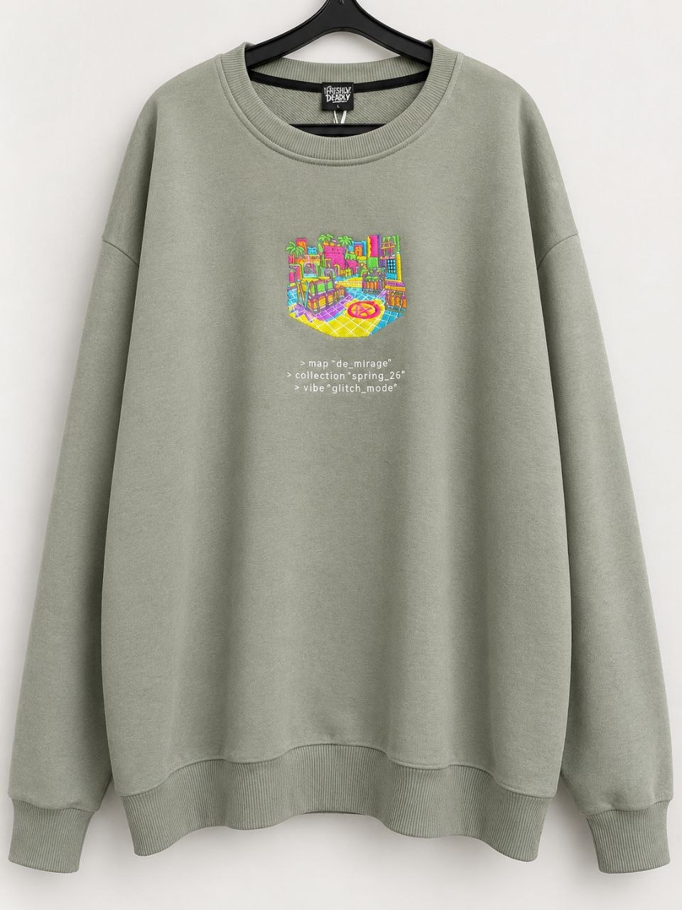 CS MIRAGE GLITCH CREWNECK / OLIVE