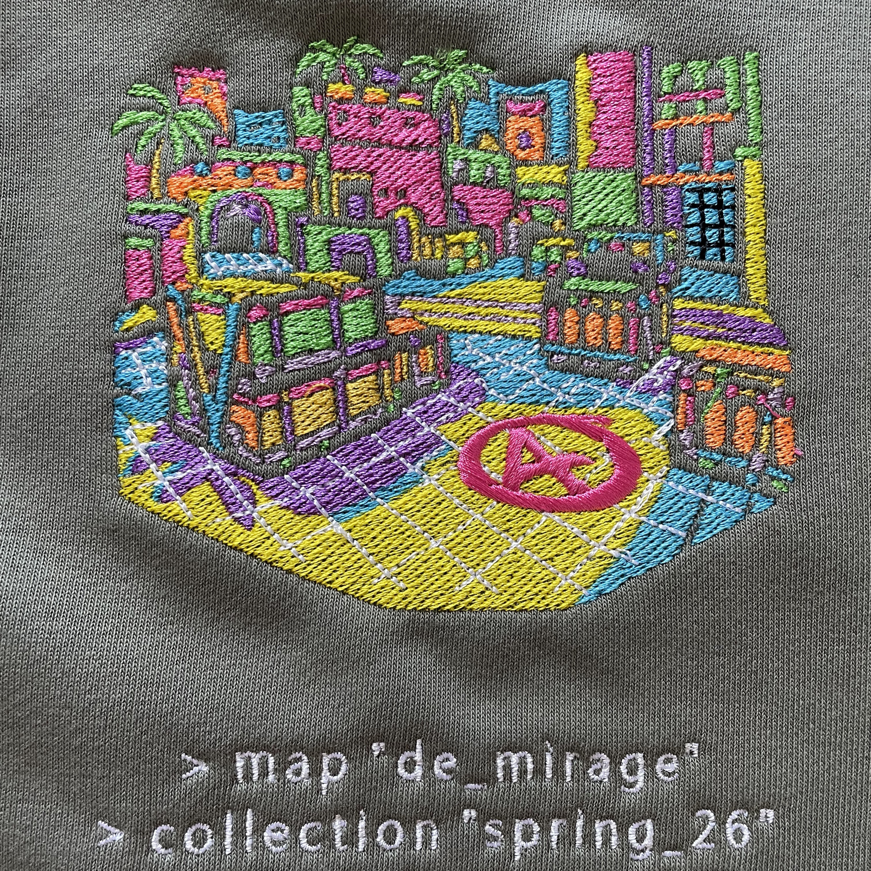 CS MIRAGE GLITCH CREWNECK / OLIVE — вышивка