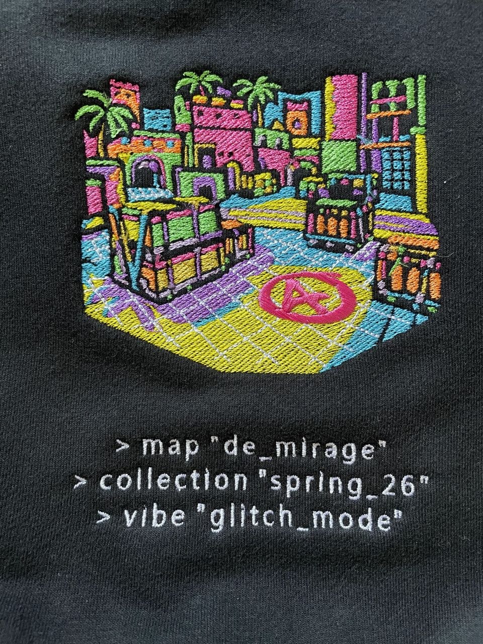 CS Mirage Glitch embroidery detail