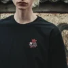 Вышивка Demogorgon на чёрной футболке Friendly & Deadly — второй ракурс